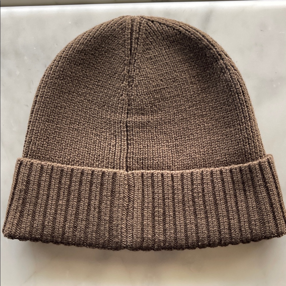 HUGO BOSS Mens Ribbed Brown Knit Cuff Beanie - Picture 4 of 5